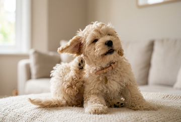 Dog scratching its itchy, sensitive skin