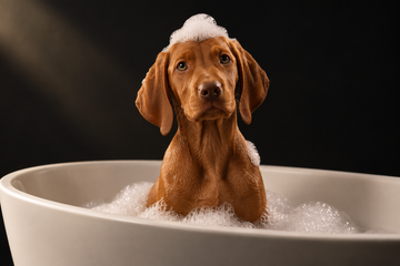 Puppy in a bubble bath - puppy grooming and handling guide
