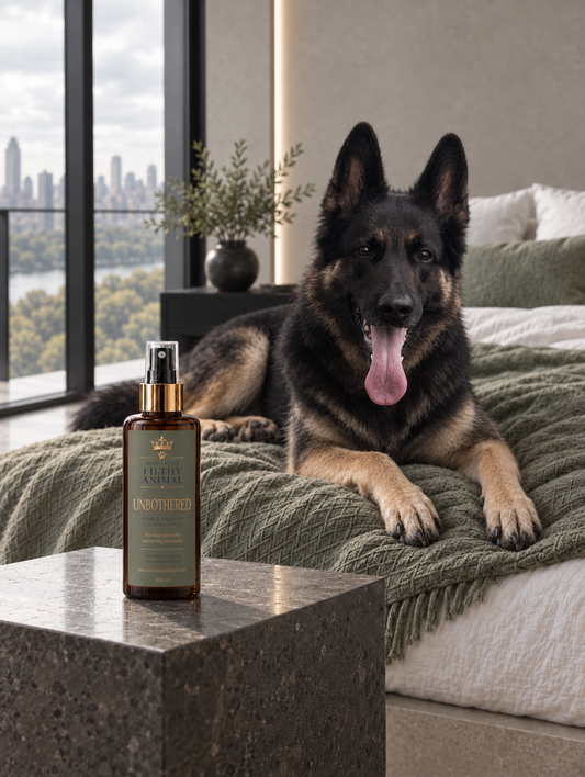 Sadie's Unbothered hemp and valerian dog spray by House of Filthy Animal