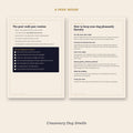 Preview pages: weekly dog sniff tracker and post-walk paw routine