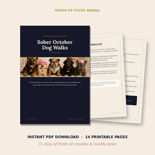 Free Sober October Dog Walks planner printable PDF cover