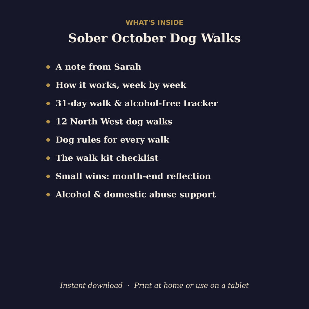 What's inside the free Sober October dog walks planner
