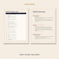 Preview pages: 31-day dog walk and alcohol-free tracker
